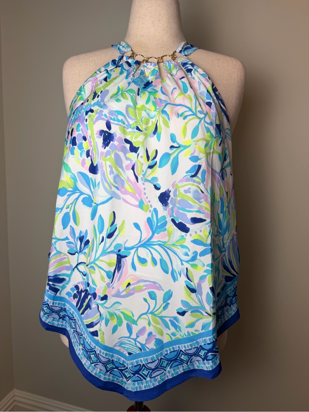 Lilly Pulitzer Blue Multi Floral Halter Top